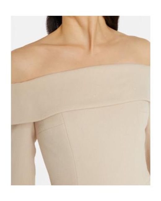 Emilia Wickstead Natural Nosrat Wool Crêpe Bustier Dress