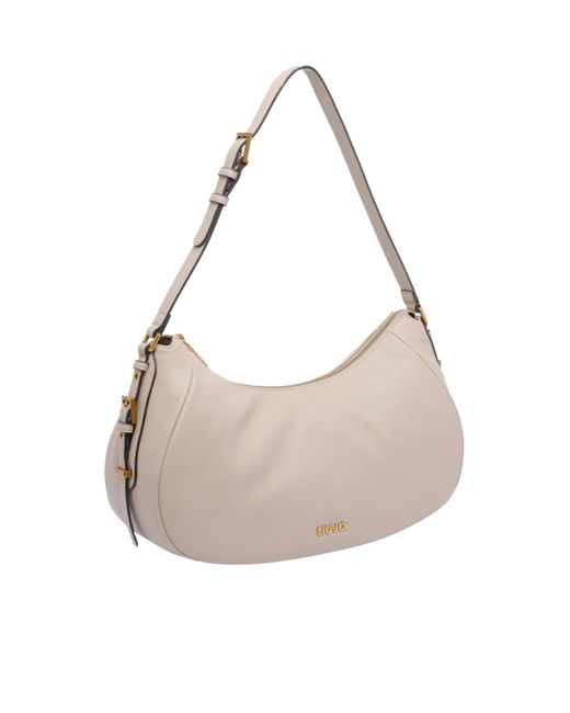 Liu Jo Gray Logo Lettering Medium Hobo Bag