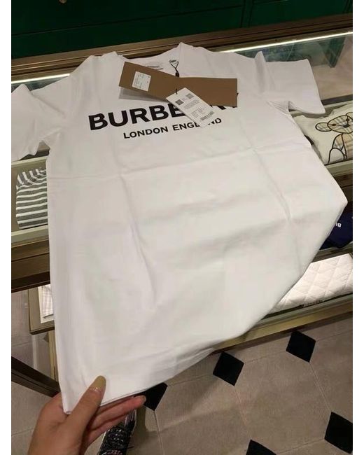 Burberry White Logo Print Crewneck T-Shirt for men