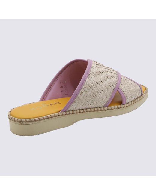 Hogan Brown Cross Strap Slides