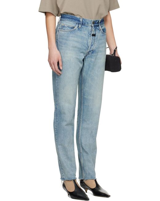 Fear Of God Blue Sraight-Leg Frayed-Edge Jeans for men