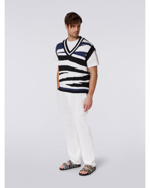 Missoni Blue Graphic-Print V-Neck Vest for men
