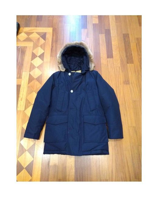 Woolrich Blue Dark Hooded Down Jacket for men