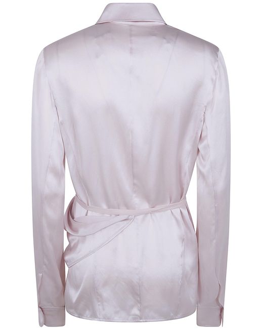 Ann Demeulemeester Purple 'Alba' Asymmetric Wrap Shirt
