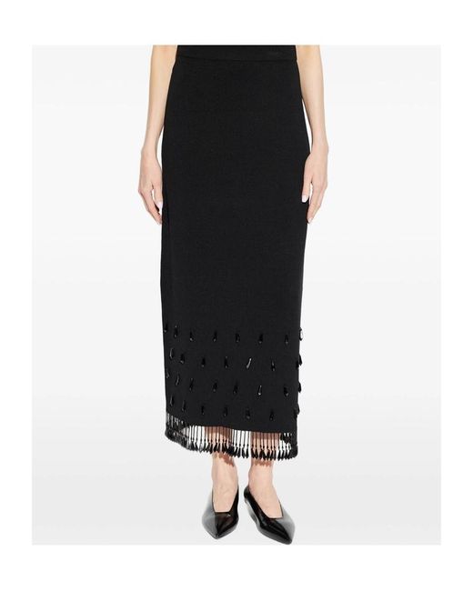 By Malene Birger Black Fringed Skirt