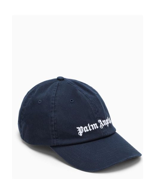 Palm Angels Blue Logo Embroidered Baseball Cap for men