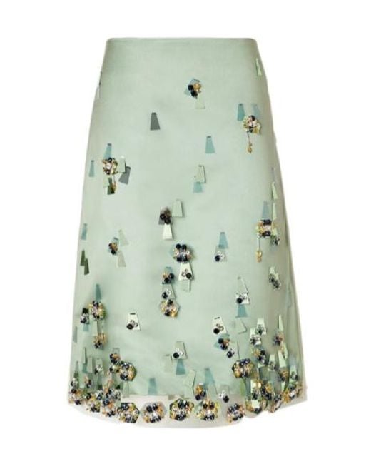 Fendi Green Duchess Satin Skirt