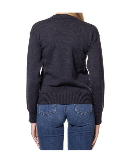 Max Mara Blue Long-Sleeved Round-Neck Sweater