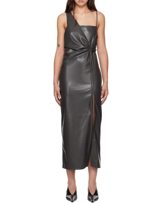 Nanushka Multicolor Fenera Asymmetric Okobor Alt-Leather Midi Dress