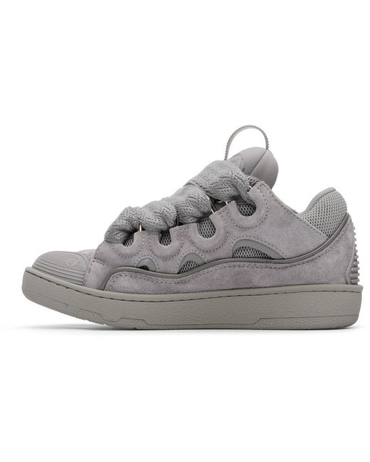 Lanvin Gray Round Toe Lace-Up Sneakers for men