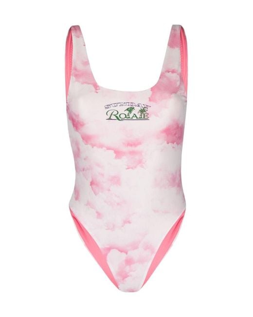 ROTATE BIRGER CHRISTENSEN Pink Logo One-Piece Swimsuit
