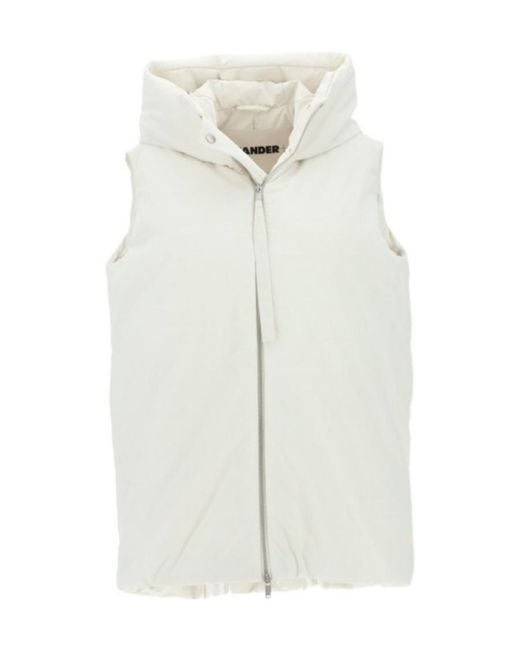 Jil Sander White Zippered Hooded Down Vest