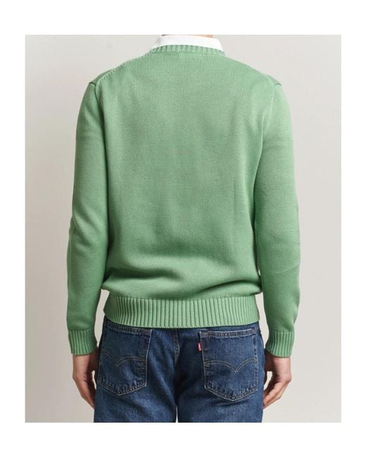 Polo Ralph Lauren Green Logo Embroidered Crewneck Jumper for men