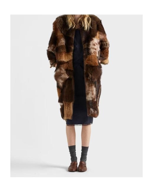 Prada Brown Patchwork Long Coat