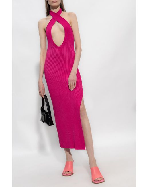 M I S B H V Pink Cut-Out Detail Long Dress