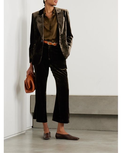 FRAME Black Velvet Flared Track Pants