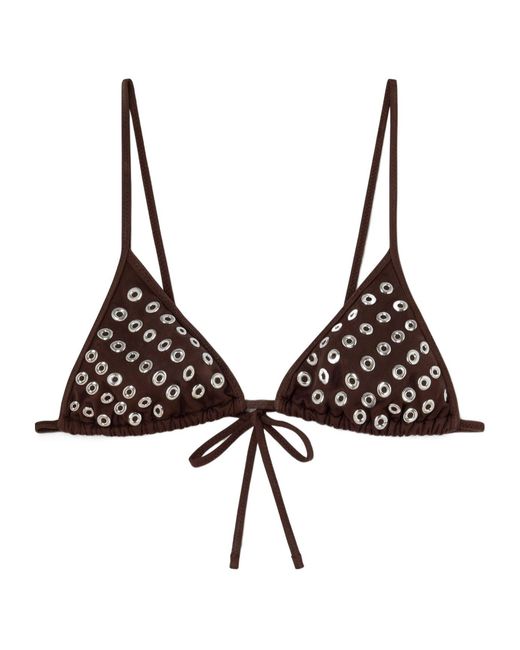 GIMAGUAS Brown Emily Eyelet Triangle Bikini Top
