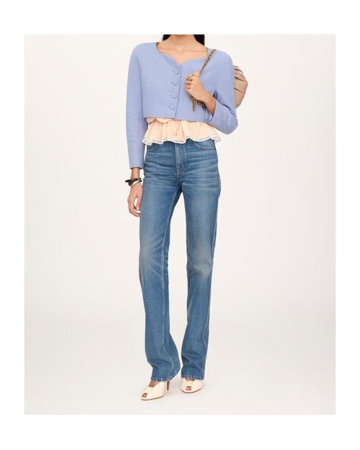 Chloé Blue Button-Up Cropped Jacket