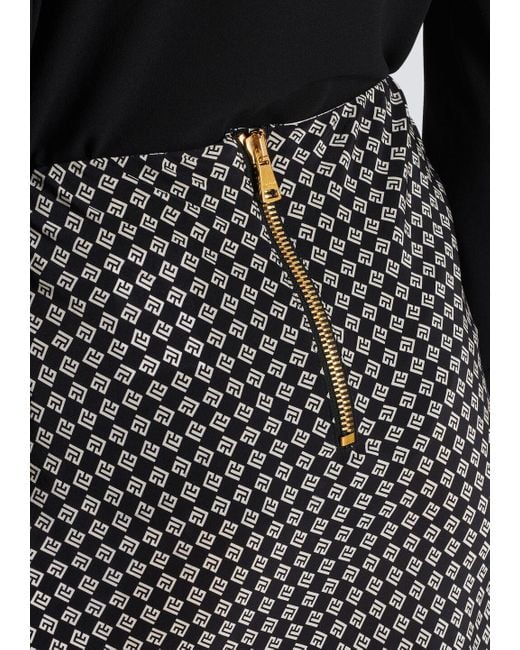 Balmain Black Fringed Silk Scarf Skirt