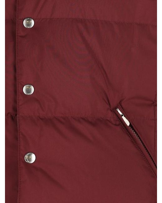 Brunello Cucinelli Red Hooded Down Vest for men