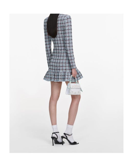 Self-Portrait Blue Check Knit Mini Dress