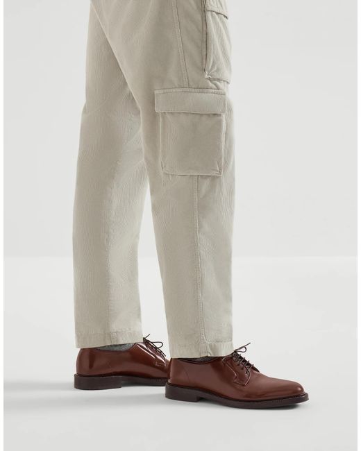 Brunello Cucinelli Brown Block-Heel Derby Shoes for men