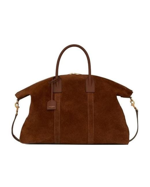 Saint Laurent Brown Oversized Bowling Bag for men