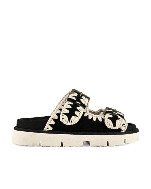 Mou Black Logo Slippers