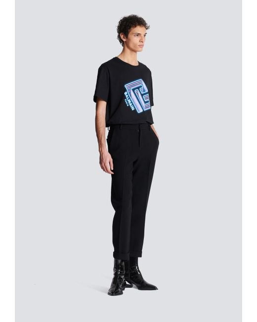 Balmain Black Crepe Straight-Cut Trousers for men