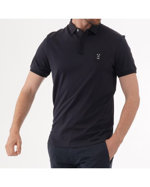 Emporio Armani Black Manga Bear Polo Shirt for men