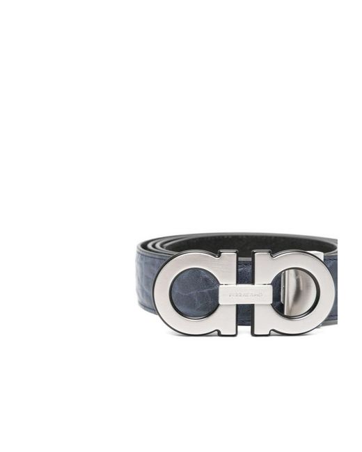 Ferragamo White Reversible And Adjustable Gancini Belt for men