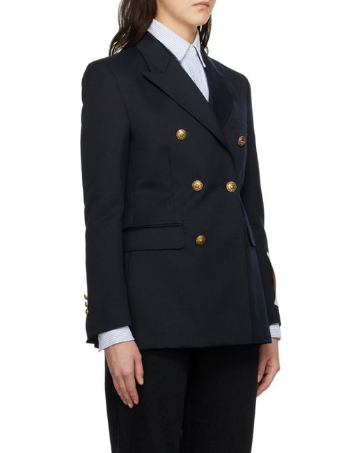 Golden Goose Deluxe Brand Blue Double-Breasted Tailored Blazer