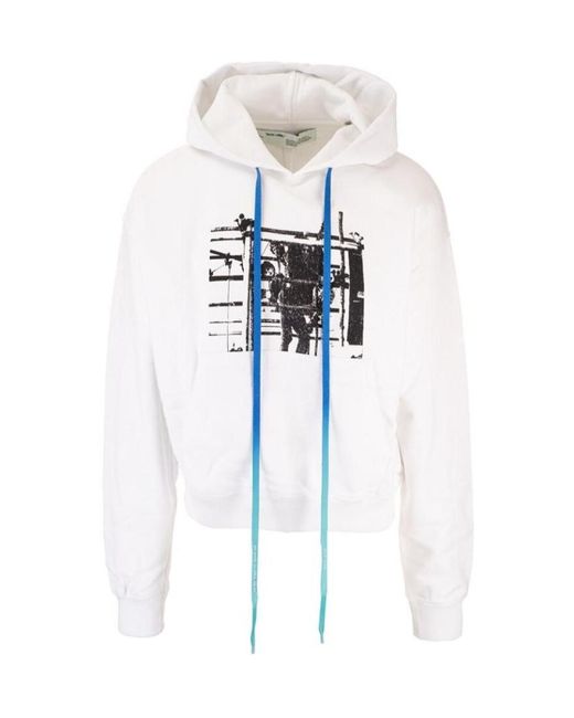 Off-White c/o Virgil Abloh Blue Printed Hooded Sweater for men