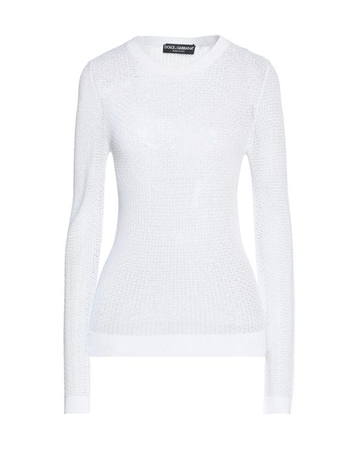 Dolce & Gabbana White Solid Lightweight Knit Sweater