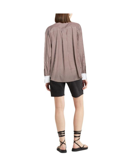 Brunello Cucinelli Brown Striped Shirts