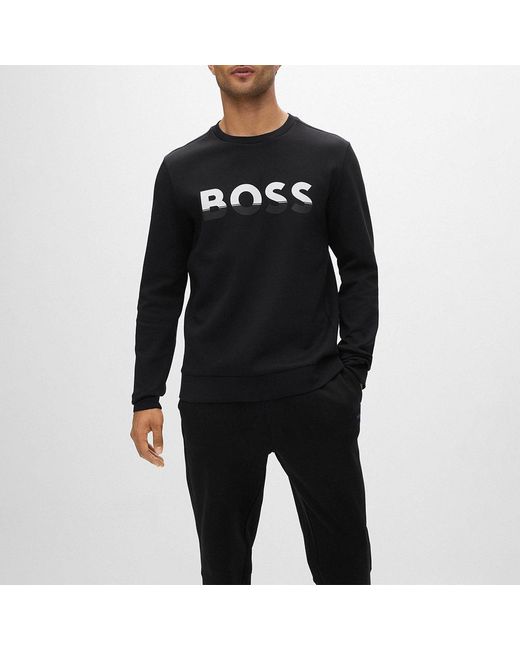 Boss Black Colour-Block Logo Sweatshirt for men