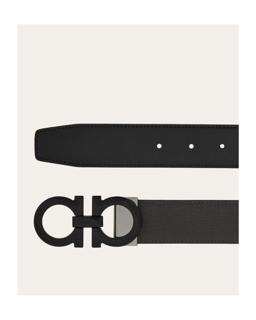 Ferragamo White Reversible And Adjustable Gancini Belt for men