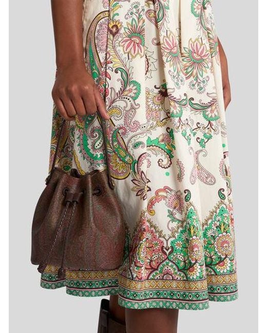 Etro Brown Mini Paisley Bucket Bag