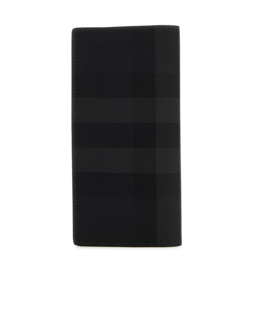 Burberry Black Check Printed Folded Wallet for men