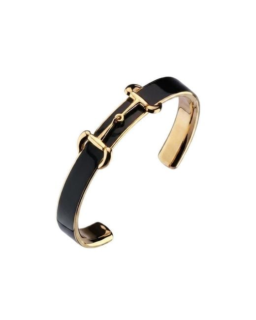 Gucci White Horsebit Bangle Bracelet With Enamel