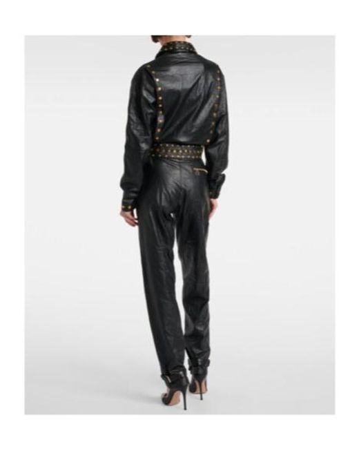 Dodo Bar Or Black Studded Leather Jumpsuit