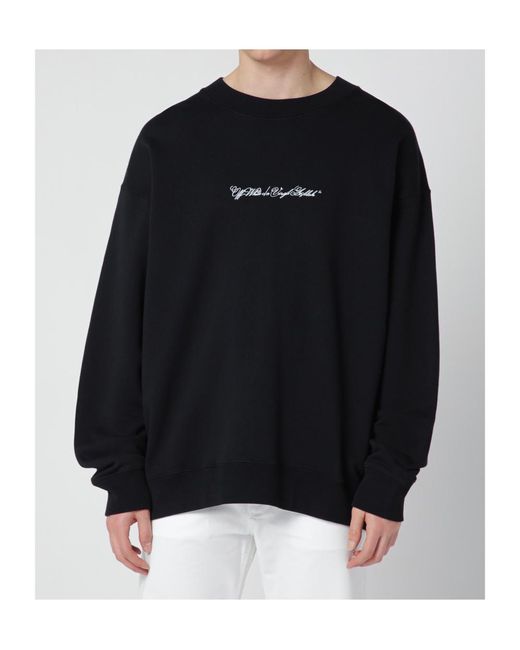 Off-White c/o Virgil Abloh Black Logo Printed Crewneck Sweatshirt for men