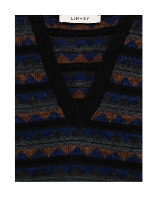 Lemaire Black V-Neck Pattern Vest for men