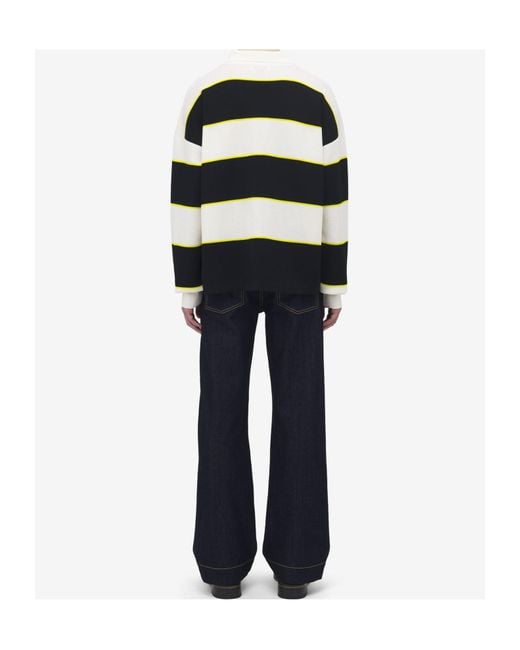 McQueen Black Skull Embroidered Knitted Striped Polo Shirt for men