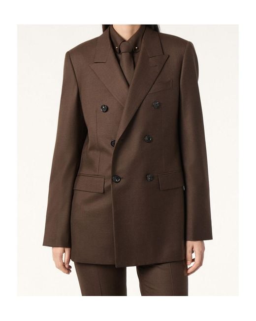 Loro Piana Brown Double-Breasted Blazer