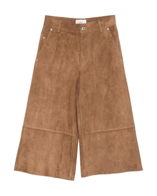 AMI Brown Suede Side-Pocket Trousers