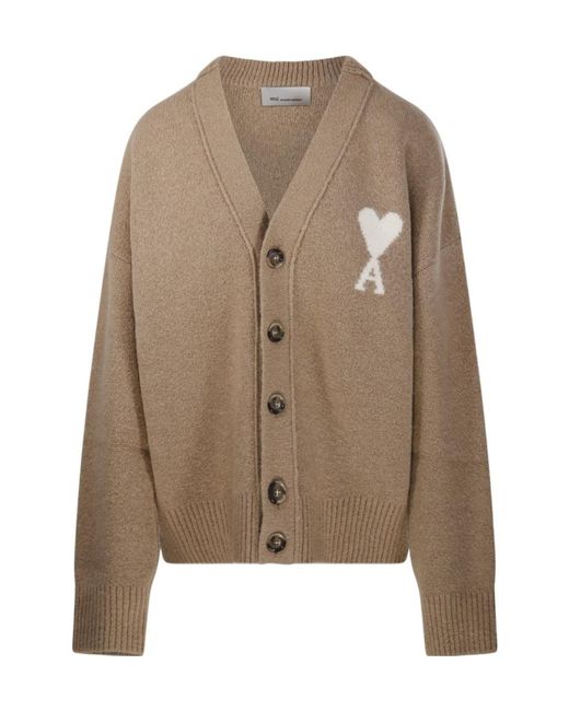 AMI Brown Long-Sleeved Cardigan