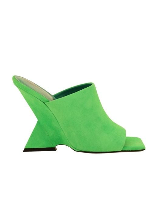 The Attico Green The Cheope Logo Printed Mules