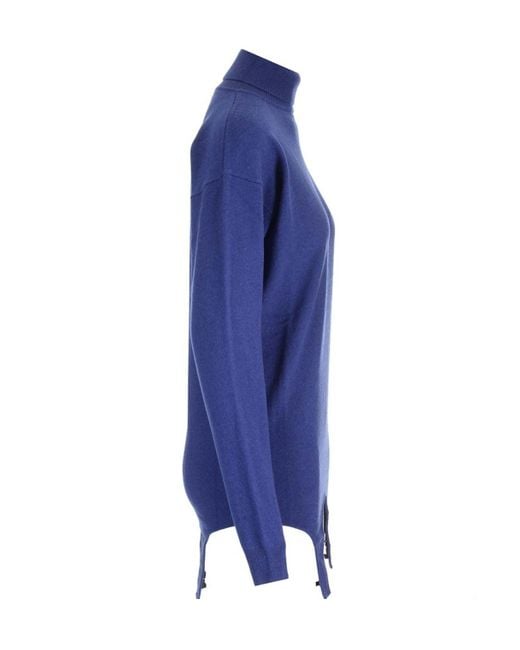 Saint Laurent Blue High-Neck Sweater