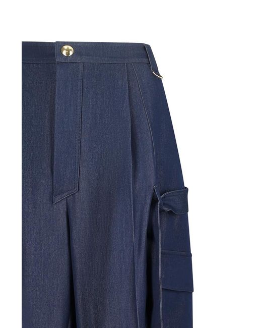 DARKPARK Blue Belt-Detail Cargo Straight Trousers